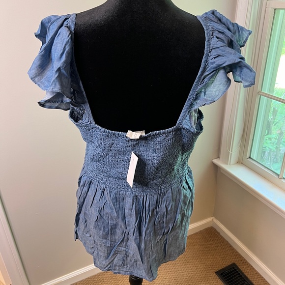 NWT LOFT denim flutter sleeved top XL - Picture 4 of 7